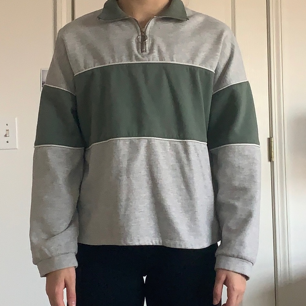 THRIFTED Mixed Threads quarter zip up sweater